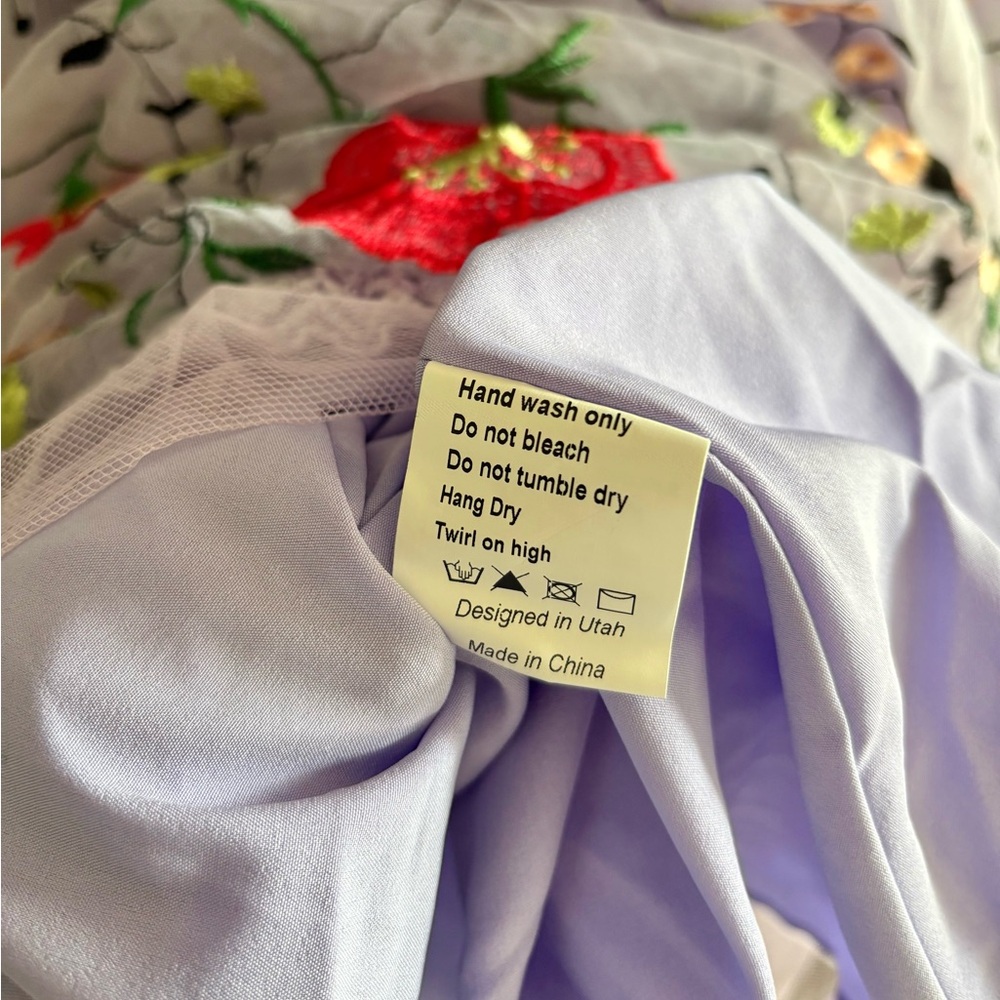 NWT JessaKae Darla Floral Embroidered Tulle Lace Trim Dress | Size 4X - Picture 10 of 12